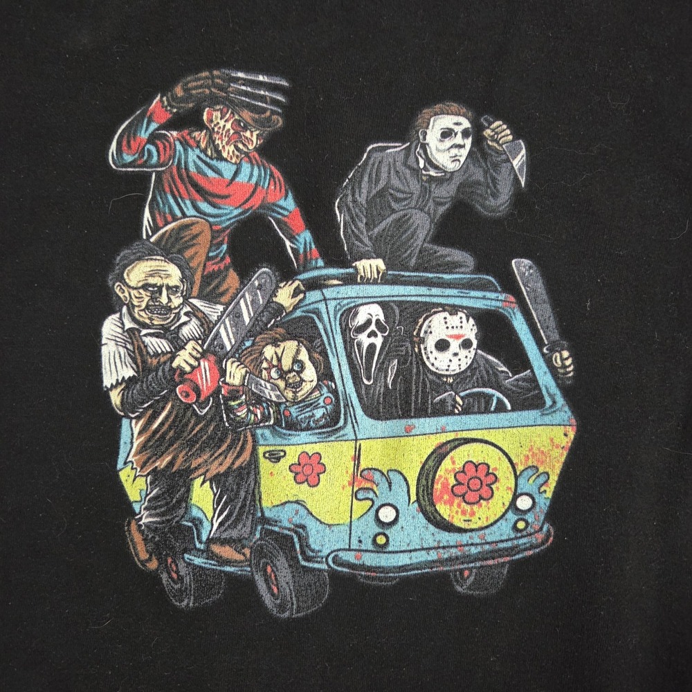 Lane Seven Horror Movie Slashers Mystery Machine Black Hoodie‎ Mens L Halloween